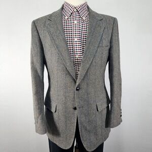 Austin Manor Men's Tweed Sport Coat Blazer Two Button Brown Gray herringbone 42R